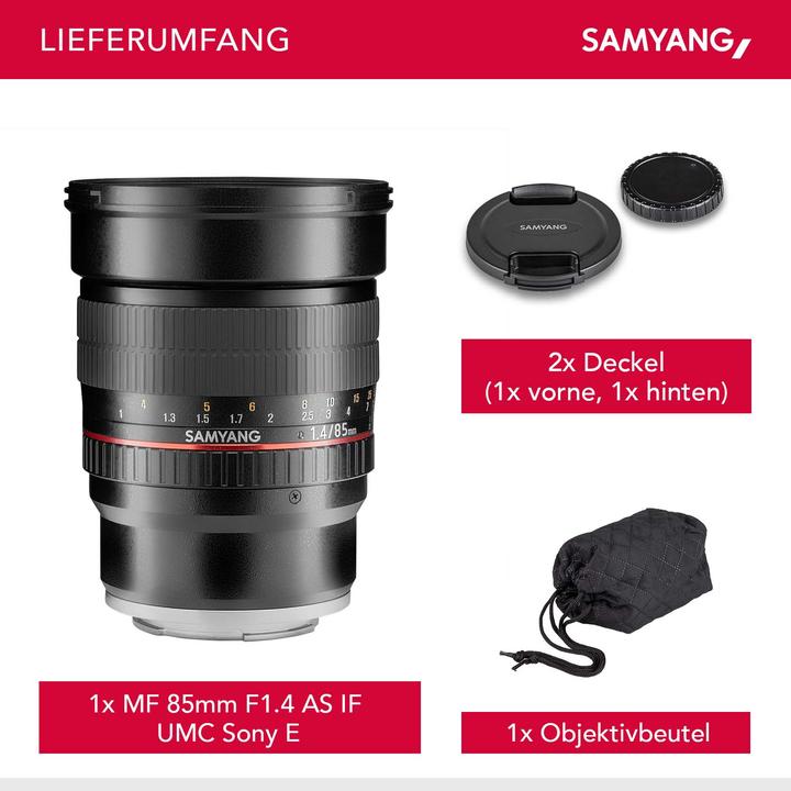 Immagine prodotto Samyang 85mm f/1.4 AS IF UMC - Sony E (Sony E, Full-frame)