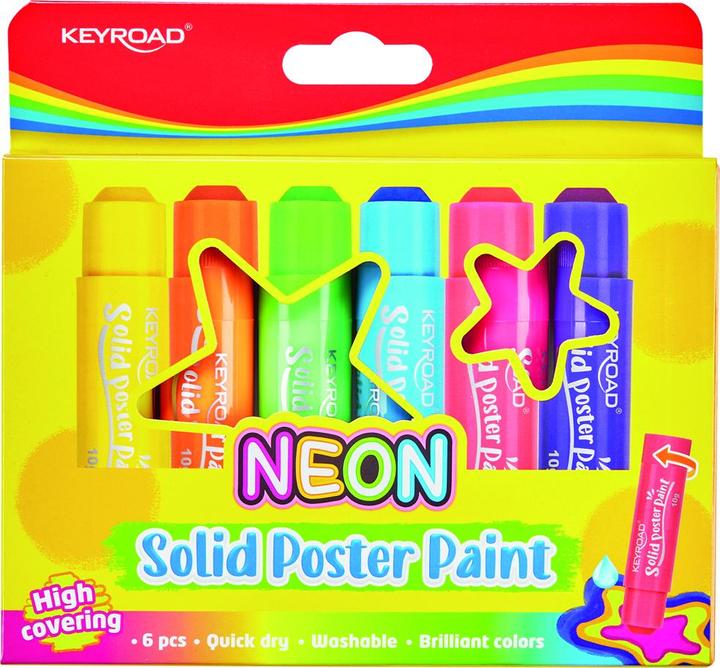 Connect posterkleuren, sticks, neon, 6x10c, doos, kleurenmix (Neon)