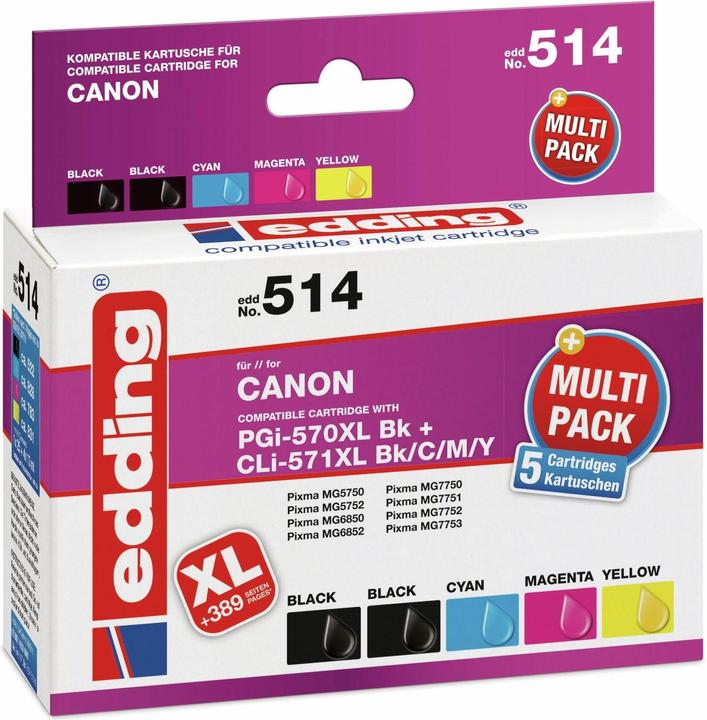 Produktbild Edding Druckerpatronen Kombi-Pack ersetzt PGI-570 XL, CLI-571 XLPhoto (M, BK, C, Y)