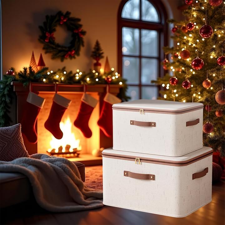 Immagine prodotto Only-Bags.Store 1pc Leinen Zipper Quilt Storage Bins mit Deckel, Leinengewebe, kratz- und verschleissfest