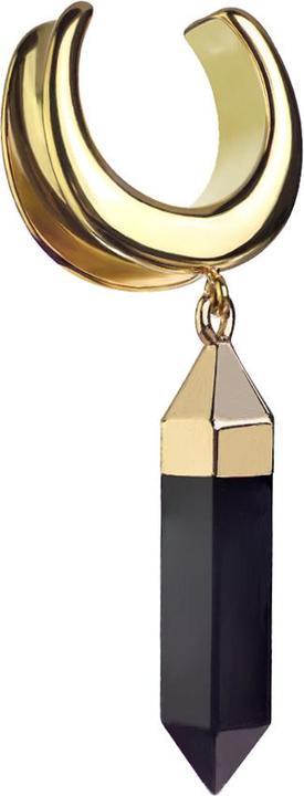 Produktbild Star Piercing Sattel vergoldet mit Anhänger schwarzer Onyx Stein (Mineralisch, Messing, Chirurgenstahl 316L)