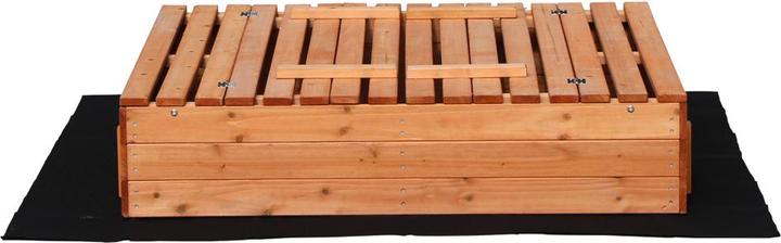 Actual product image Wiltec Sandpit with lid 2 benches 98x98x21cm Sandpit wooden sandbox fleece base