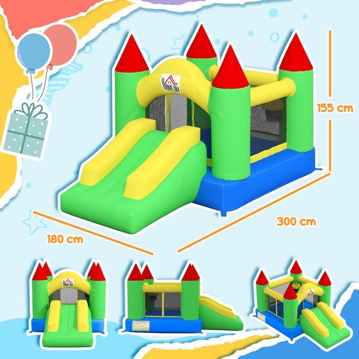 Produktbild Swisshandel24 Aufblasbare Hüpfburg, Rutsche Trampolin Sicherheitsnetz 3-10 Jahre Oxford 300x180x160cm