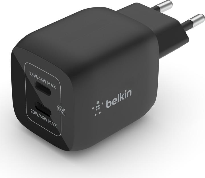 Productafbeelding Belkin Dual USB-C GaN Ladegerät mit Power Deliver und PPS Technologie (45 W)