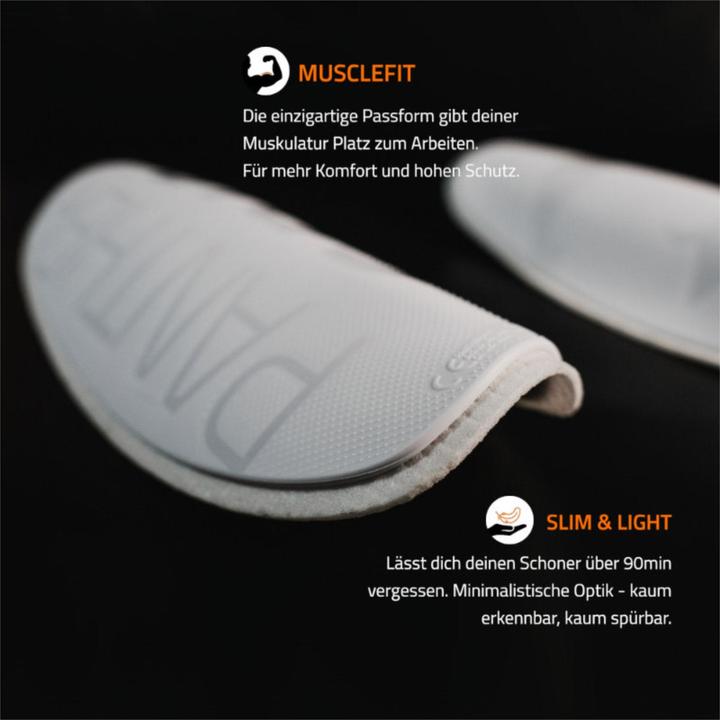 Actual product image Panthergrip Football shin guards with pull-on aid white size L (L)