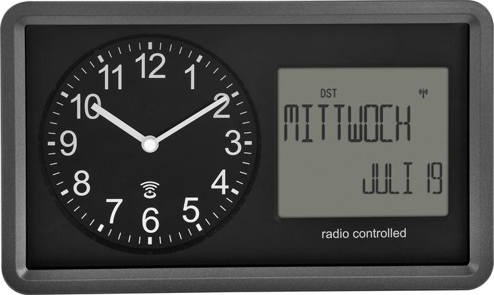 Immagine prodotto TFA 60.3552.01 Orologio analogico radiocontrollato con calendario Sveglia Orologio per anziani Giorno