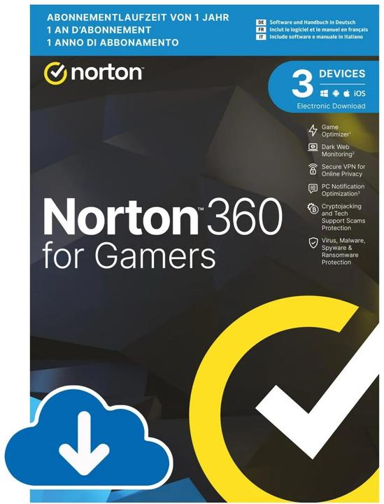 Norton 360 For Gamers (3 Devices, 50GB) (1 User, 3 Devices/Users, 12 months)