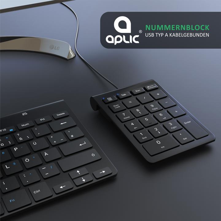 Image du produit Aplic Numpad 22 touches, clavier USB filaire, pavé numérique, pavé numérique clavier supplémentaire (DE, Filaire)