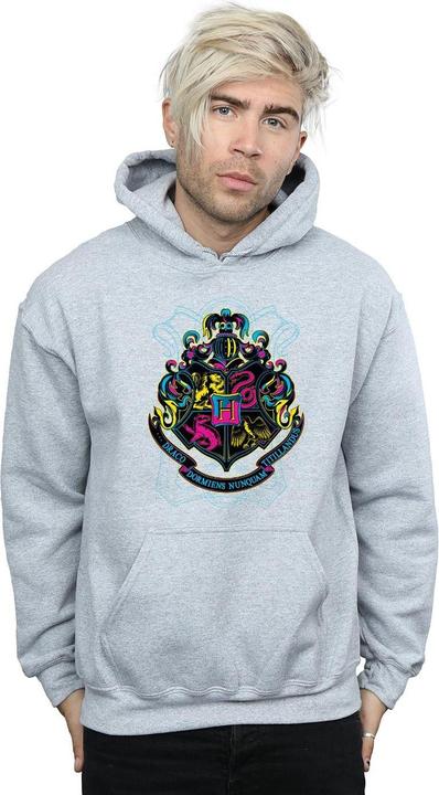Actual product image Mens Neon Hogwarts Crest Hoodie (M)