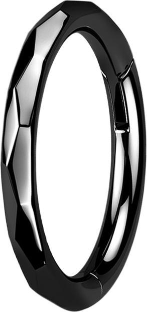 Star Piercing Micro Segmentring klappbar schwarz facettiert (ohne Messing, Titan G23)