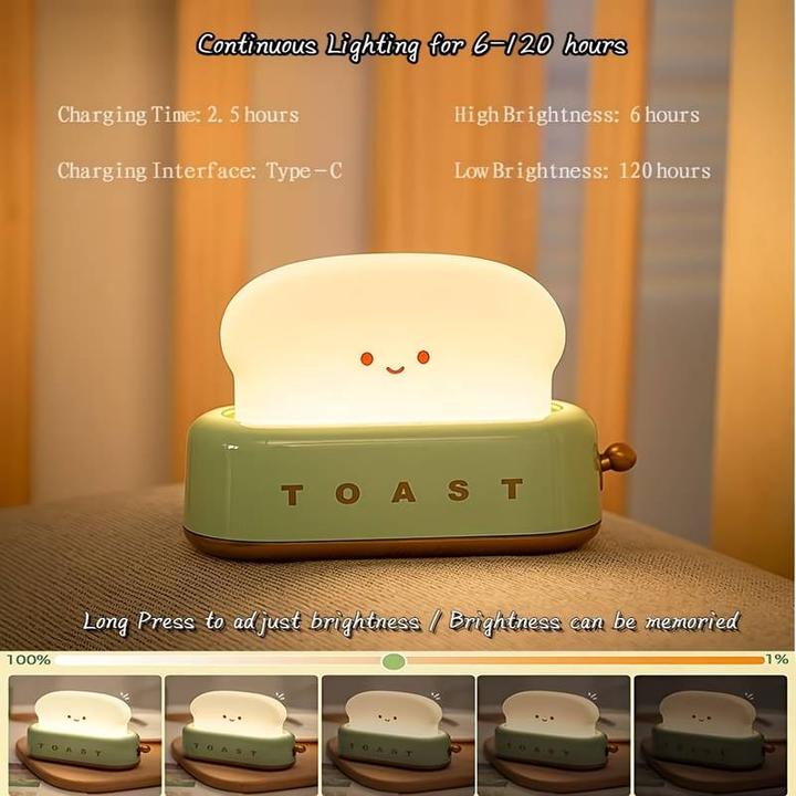 Image du produit PhoneLook Lampe de table LED en forme de toaster mignon lumière de nuit pour enfants USB-C