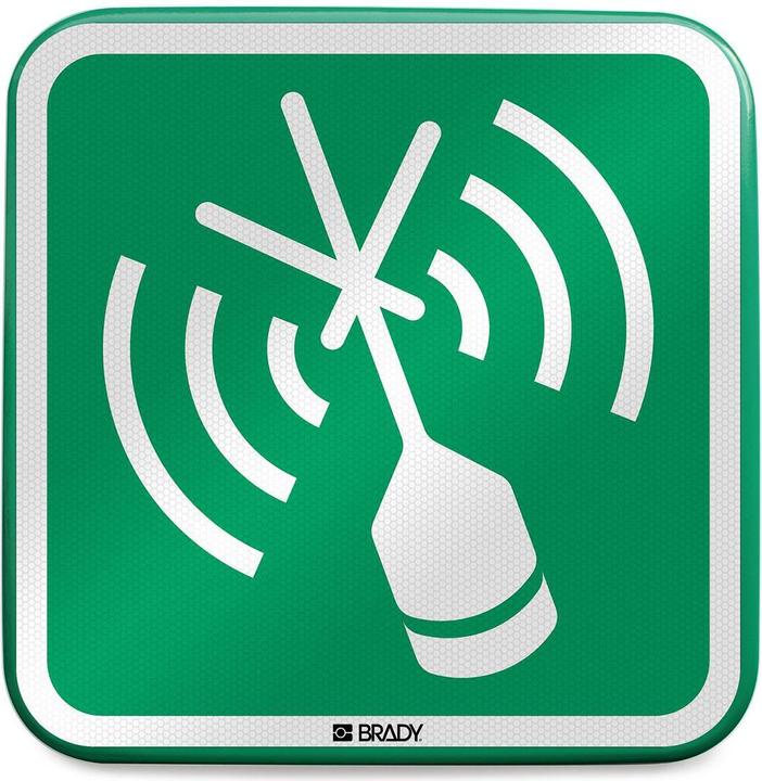 Actual product image Brady E/E052//RFLBD-400X400-1, ISO safety sign - marine distress beacon, aluminium laminated with ref