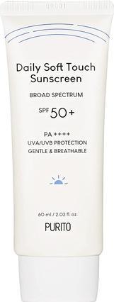 Actual product image Purito Daily Soft Touch Sunscreen SPF 50+ PA++++ codzienny krem przeciwsłoneczny z ceramidami 60ml (Sun cream face, SPF 50+, 60 ml)