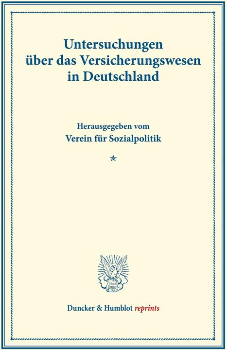 Actual product image Untersuchungen über das Versicherungswesen in Deutschland. (German, 2014)