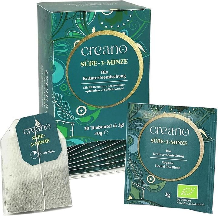 Image du produit Creano Thé Bio Sachets de Thé Doux 3 Menthe Paquet de 20 Sachets No.13 (83 g)