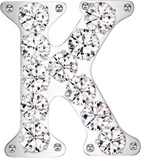 Star Piercing Threadless silber mit Kristallen silber Buchstabe K (ohne Messing, Titan G23)