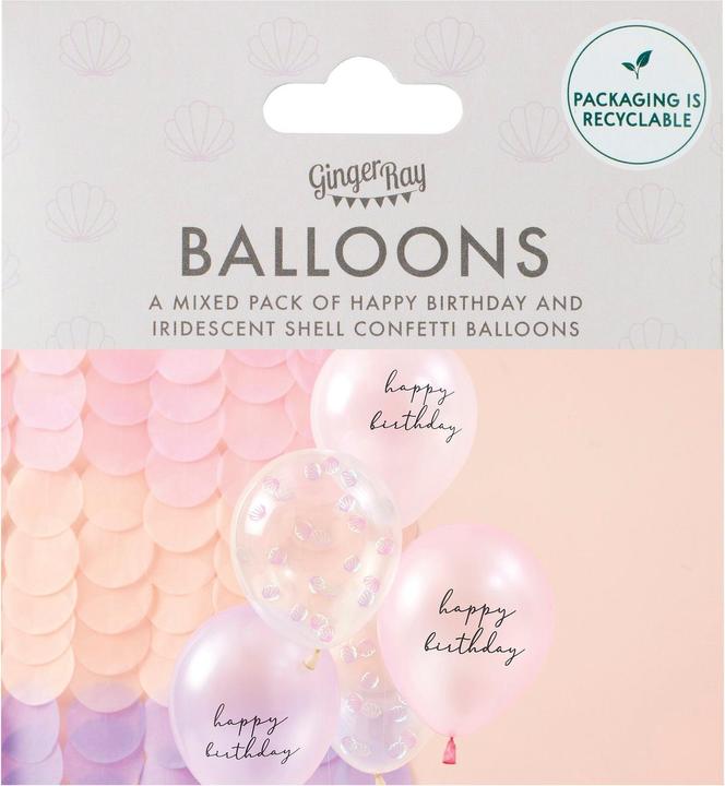 Image du produit Ginger Ray Ballons Joyeux Anniversaire - Coquillage (5p.)