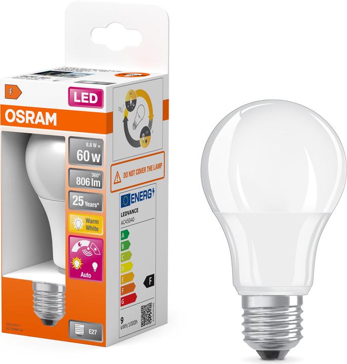 Actual product image Osram Led Daylight Sensor Classic A (E27, 8.80 W, 806 lm, 1 x, F)
