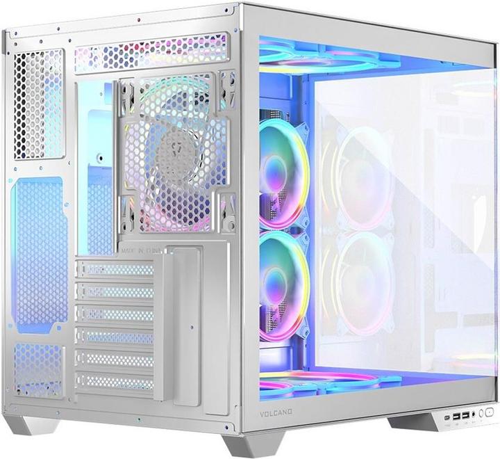 Produktbild Modecom Obudowa Volcano Panorama Apex ARGB 7F biała (AT-PANORAMA-7F-ARGB-20-000000-0002) (mATX, ITX, ATX)