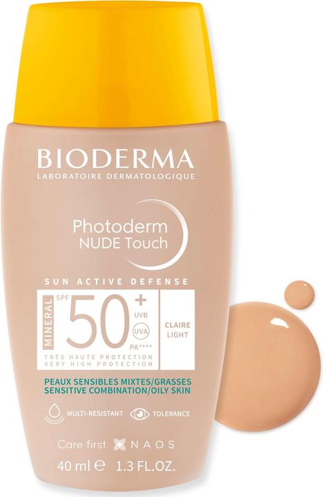 Image du produit Bioderma Photoderm Nude Touch Mineral SPF50+ claire (Crème solaire visage, SPF 50, 40 ml)
