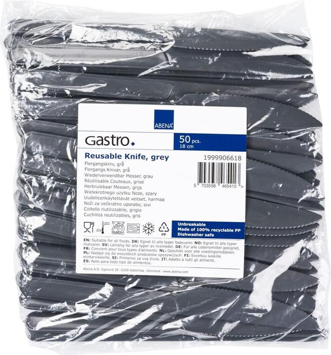 Produktbild Abena Kniv plastik flergangs 18,7cm PP koksgrå 50stk/pak - (50 stk.) (50 x)