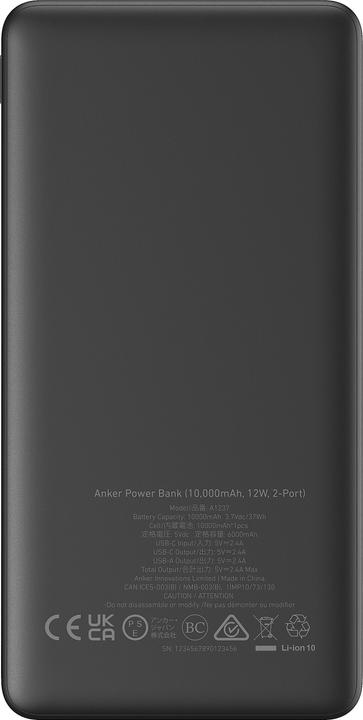 Immagine prodotto Anker POWER BANK USB 10000MAH NERO/POWERCORE A1237G11 (10000 mAh, 12 W, 37 Wh)
