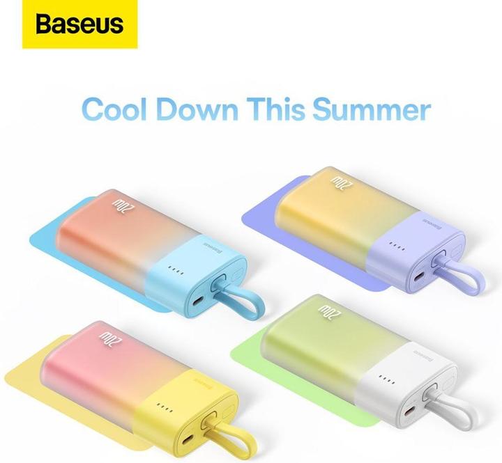 Actual product image Baseus Popsicle 5200mAh 20W Powerbank with Built-in Lightning Cable (+ White Simple USB-C - U (5200 mAh, 20 W)