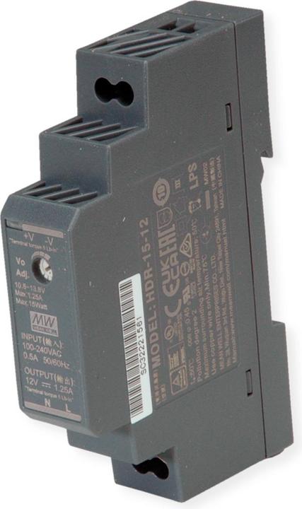 Actual product image MeanWell DR-15-12 DIN rail power supply 15W 12V DC (Power supply)