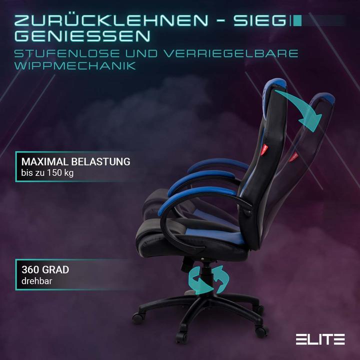 Produktbild Elite Gaming Stuhl EXODUS Ergonomischer Bürostuhl Schreibtischstuhl Chefsessel Sessel Racing Gaming-