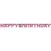Produktbild Amscan Guirlande Happy Birthday "40 ans" Rose