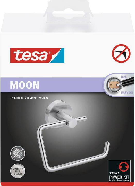 Actual product image tesa MOON toilet roll holder incl. adhesive solution without drilling