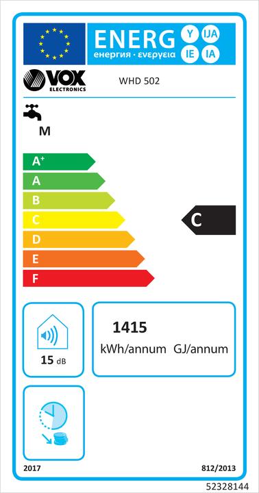 Energy Label Vox Water heater WHM 502