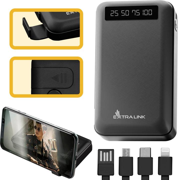 Produktbild Extralink EX.19607 power bank Lithium Polymer (LiPo) Black (10000 mAh, 10 W, 37 Wh)