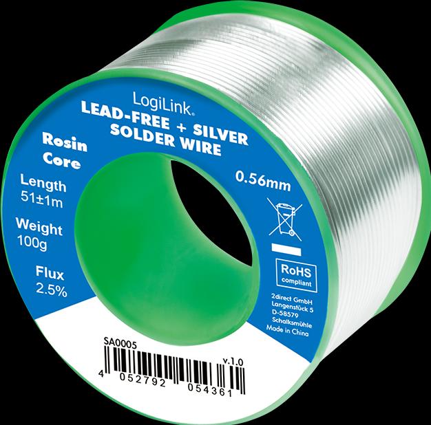 Immagine prodotto LogiLink Filo di saldatura Ø 0,56 mm (senza piombo + argento), 0,7% rame, 100g Ro