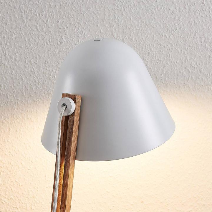Image du produit Lindby Tetja lampadaire avec tige en bois, blanc (E27)