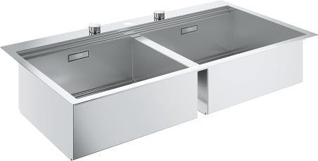 Grohe K800 Edelstahlspüle mit 2 Becken (satin), flächenbündig