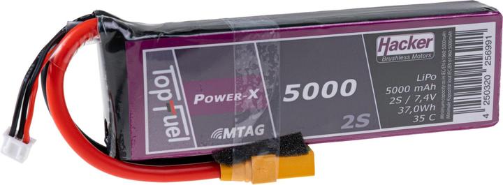 Actual product image Hacker TopFuel LiPo Battery 5000mAh 7.4V 2S 35C MTAG (7.40 V, 5000 mAh)