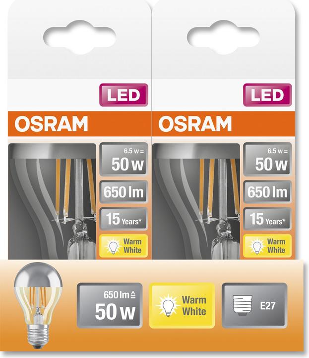 Produktbild Osram Led Retrofit Classic A Mirror (E27, 6.50 W, 650 lm, 1 x, F)