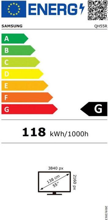 Energy Label Samsung QH55R (3840 x 2160 Pixels, 55")