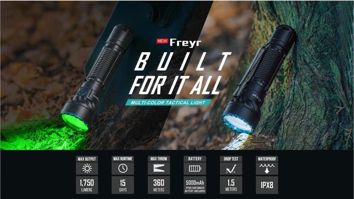 Actual product image Olight Freyr LED flashlight with four colors (16 cm, 1750 lm)