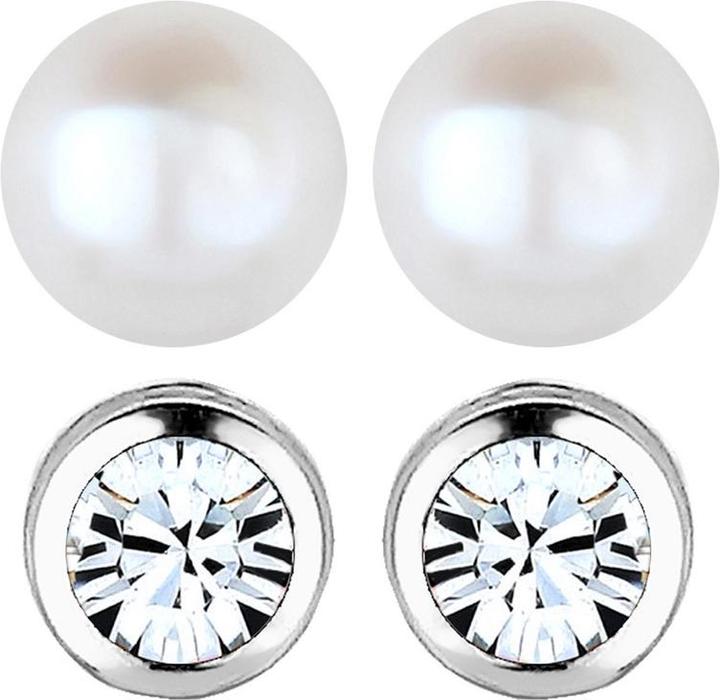Actual product image Elli Basic ear studs, pearl, pearl ear studs (925 sterling silver, Freshwater cultured pearls, Glass crystal)
