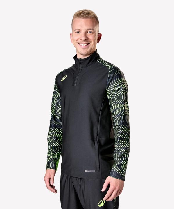 Actual product image Kipsta Damen/Herren Fussball Sweatshirt 1/2 Zip - VIRALTO Wave schwarz/neongelb (L)