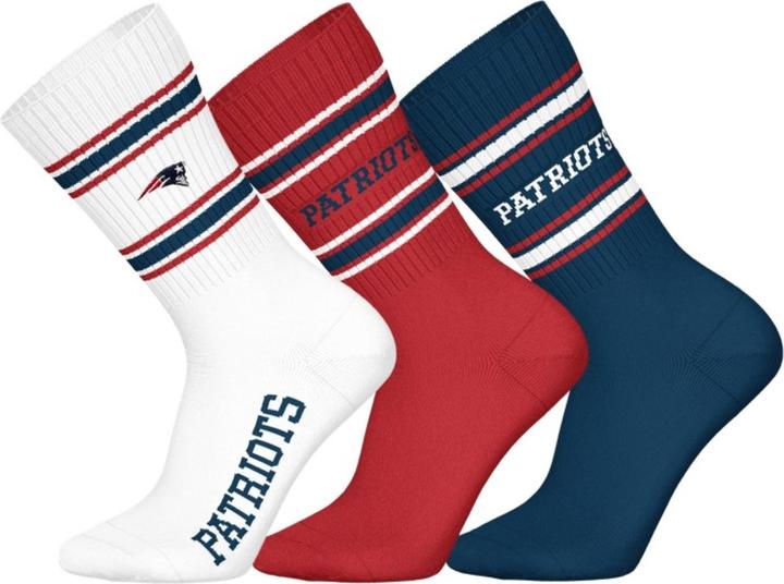 Actual product image Barefoot New England Patriots 3pk Crew Socks 39-42 (39 - 42)