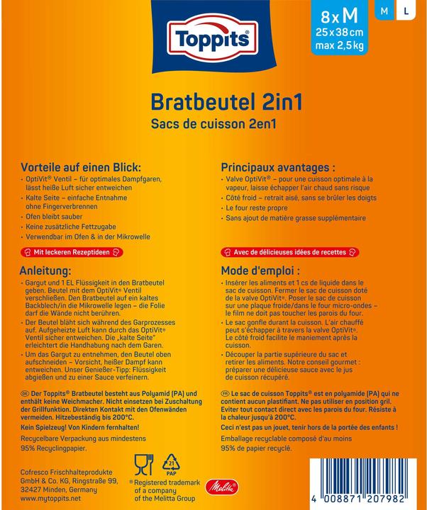 Produktbild Toppits Bratbeutel 2in2 (8 x)
