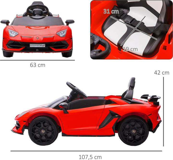 Image du produit Floki24 Voiture électrique pour enfants, licence Lamborghini Aventador, portes battantes, musique, klaxon (12 V)