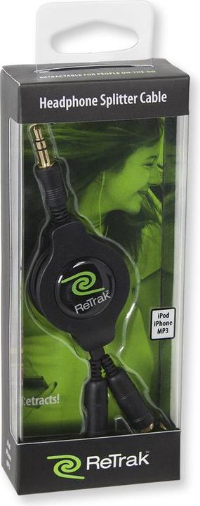 Actual product image ReTrak Retractable headphone splitter (1m, 3.5mm jack)