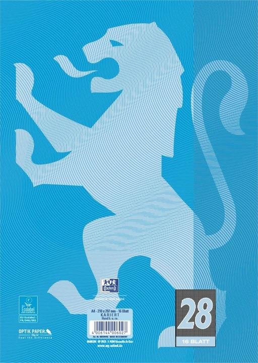 Produktbild Oxford Schulheft, A4, Lineatur 28 (A4, Kariert, Harter Einband)