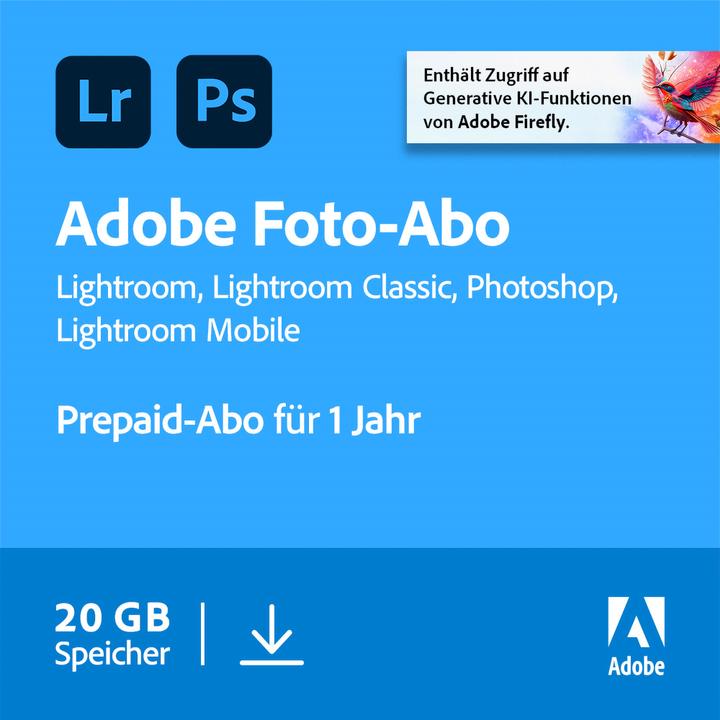 Produktbild Adobe Creative Cloud Photography Plan 20GB (1 User, 1 Geräte/User, 12 Monate)