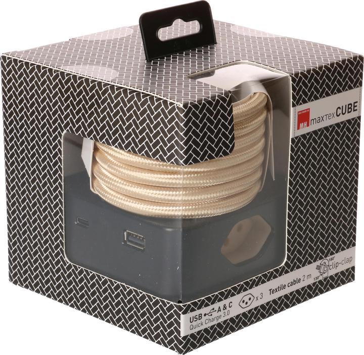 Produktbild Max Hauri maxTEX Cube (3 x, Typ 13, USB-A, USB-C, 2 m)