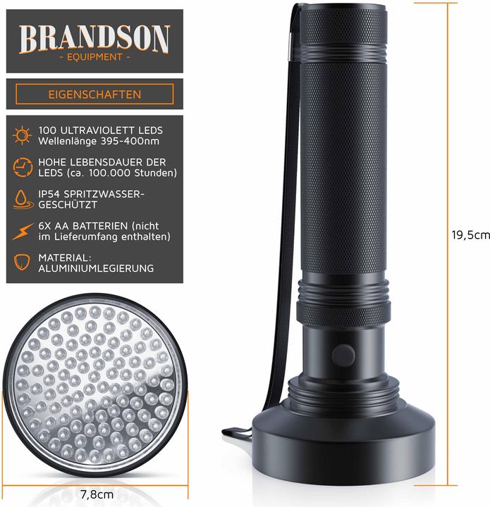 Actual product image Brandson UV LED Flashlight (19.50 cm)